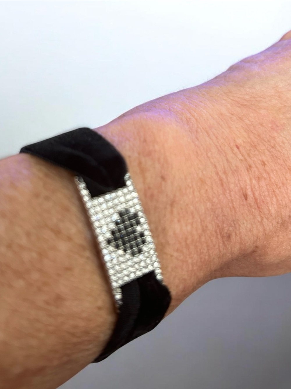 Black Crystal Heart  Bracelet -